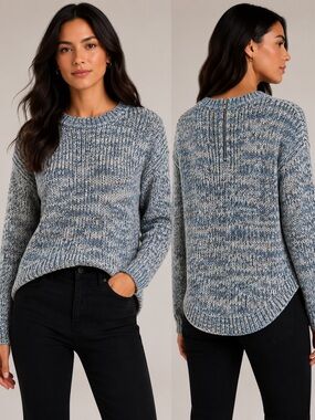 NWOT Heather Bluish grey Knit Crewneck Sweater